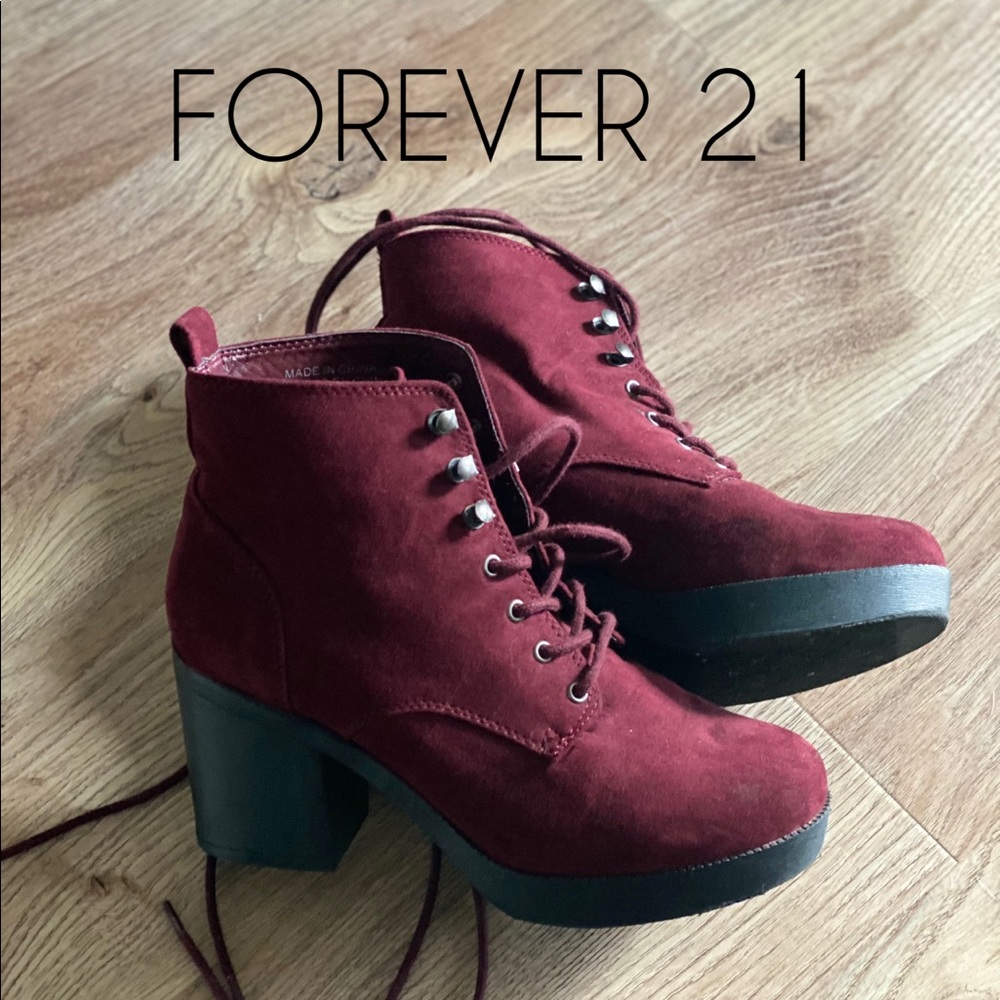 Maroon Forever 21 Ankle Boots